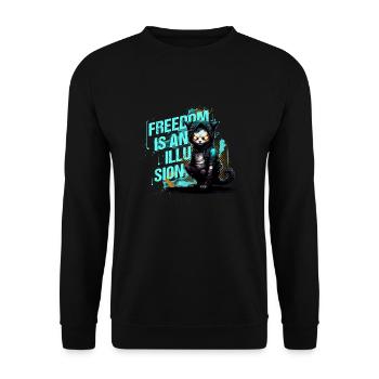Freedom is an Illusion Hacker Cat Cat - Sweat-shirt Unisexe - noir - Devant - Alina (178cm) & Michal (187cm)