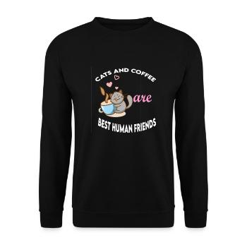 cats and coffee best Human Friends - Unisex Sweatshirt - black - Front - Alina (178cm) & Michal (187cm)