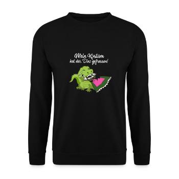 mein kostüm hat der dino gefressen, kostüm,dino - Unisex Pullover - Schwarz - Vorne - Alina (178cm) & Michal (187cm)
