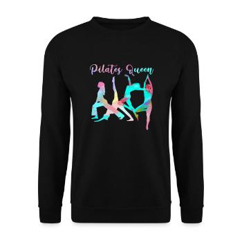pilates queen,pilates,sport,yoga,aquarell,pastell - Unisex Pullover - Schwarz - Vorne - Alina (178cm) & Michal (187cm)