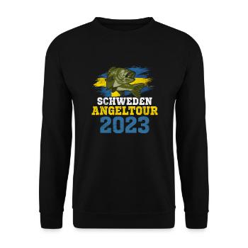 Schweden Angeltour 2023 Angelurlaub Schweden - Unisex Pullover - Schwarz - Vorne - Alina (178cm) & Michal (187cm)