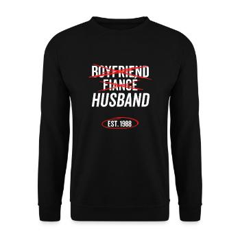 Boyfriend Fiancé Husband Est 1988 - Unisex Sweatshirt - black - Front - Alina (178cm) & Michal (187cm)