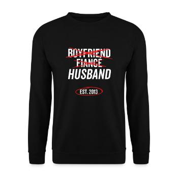 Boyfriend Fiancé Husband Est 2013 - Unisex Sweatshirt - black - Front - Alina (178cm) & Michal (187cm)