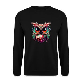 Hibou aux yeux extrêmement grands comme illustration - Sweat-shirt Unisexe - noir - Devant - Alina (178cm) & Michal (187cm)