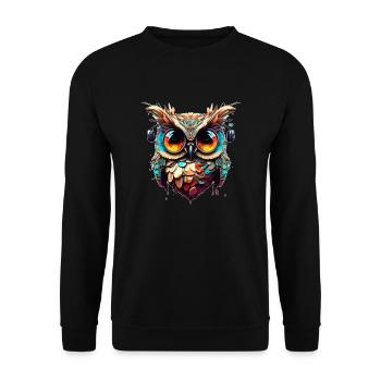 Hibou aux grands yeux sous des lunettes fraîches - Sweat-shirt Unisexe - noir - Devant - Alina (178cm) & Michal (187cm)