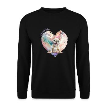 frenchie love - Unisex Sweatshirt - black - Front - Alina (178cm) & Michal (187cm)