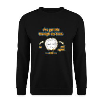 witziges Nicht-Nachdenken-Design / lustige Sprüche - Unisex Pullover - Schwarz - Vorne - Alina (178cm) & Michal (187cm)