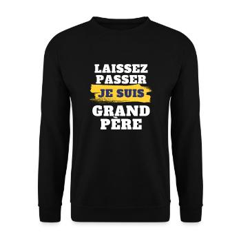 Laissez passer je suis grand pere - Sweat-shirt Unisexe - noir - Devant - Alina (178cm) & Michal (187cm)