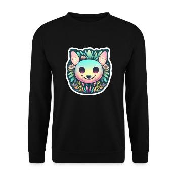 Bunte Maus Glück im Frühling - Unisex Pullover - Schwarz - Vorne - Alina (178cm) & Michal (187cm)
