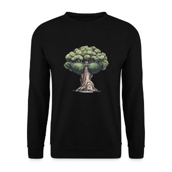 Baum mit Sonnenbrille - Unisex Pullover - Schwarz - Vorne - Alina (178cm) & Michal (187cm)
