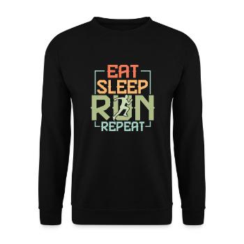 Manger. Dormir. Courir. Recommencer. Marathon trail - Sweat-shirt Unisexe - noir - Devant - Alina (178cm) & Michal (187cm)