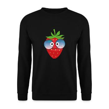 strawberry,berry,comic,sunglasses, - Unisex Sweatshirt - black - Front - Alina (178cm) & Michal (187cm)