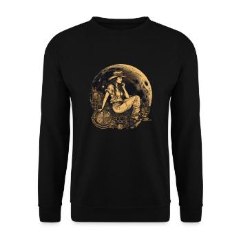 Steampunk Femme Golden Moon Space Traveler - Sweat-shirt Unisexe - noir - Devant - Alina (178cm) & Michal (187cm)