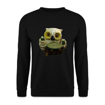 Eule Eule - Unisex Pullover - Schwarz - Vorne - Alina (178cm) & Michal (187cm)