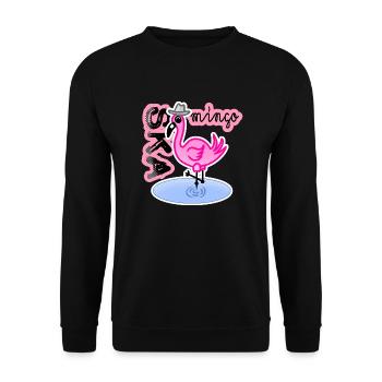 Ska Flamingo mit Hut Reggae - Unisex Pullover - Schwarz - Vorne - Alina (178cm) & Michal (187cm)