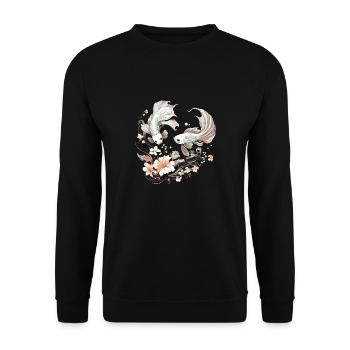 Poisson combattant et fleurs / Betta fish flowers - Sweat-shirt Unisexe - noir - Devant - Alina (178cm) & Michal (187cm)