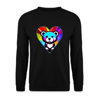 Cute teddy bear with heart in colorful - Unisex Sweatshirt - black - Front - Alina (178cm) & Michal (187cm)