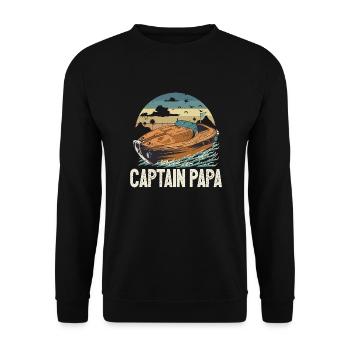 Captain Papa Pontoon King Motorboat Owner - Unisex Sweatshirt - black - Front - Alina (178cm) & Michal (187cm)