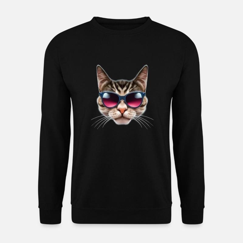 Klasse Katze mit Sonnenbrille - Unisex Pullover - Schwarz