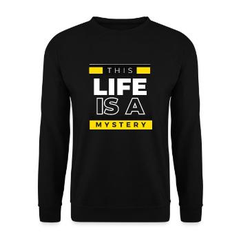 Life is a mystery - With bright yellow stripes - Unisex Sweatshirt - black - Front - Alina (178cm) & Michal (187cm)