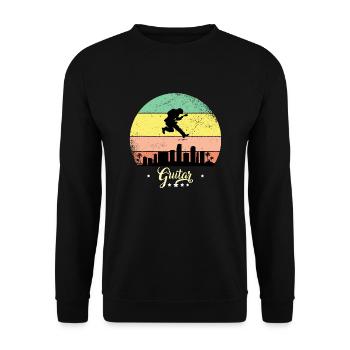 Guitar Vintage Music Retro Sunset - Unisex Sweatshirt - black - Front - Alina (178cm) & Michal (187cm)