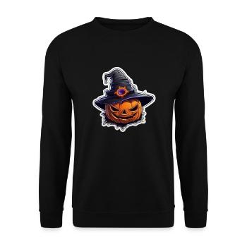 halloween - citrouille chapeau de sorciere - Sweat-shirt Unisexe - noir - Devant - Alina (178cm) & Michal (187cm)