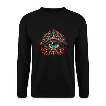 Vibrant Doodle Eye of Horus - Colorful Caricature - Unisex Sweatshirt - black - Front - Alina (178cm) & Michal (187cm)