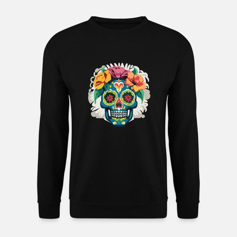 Calavera - Bunter Totenkopf - Unisex Pullover - Schwarz