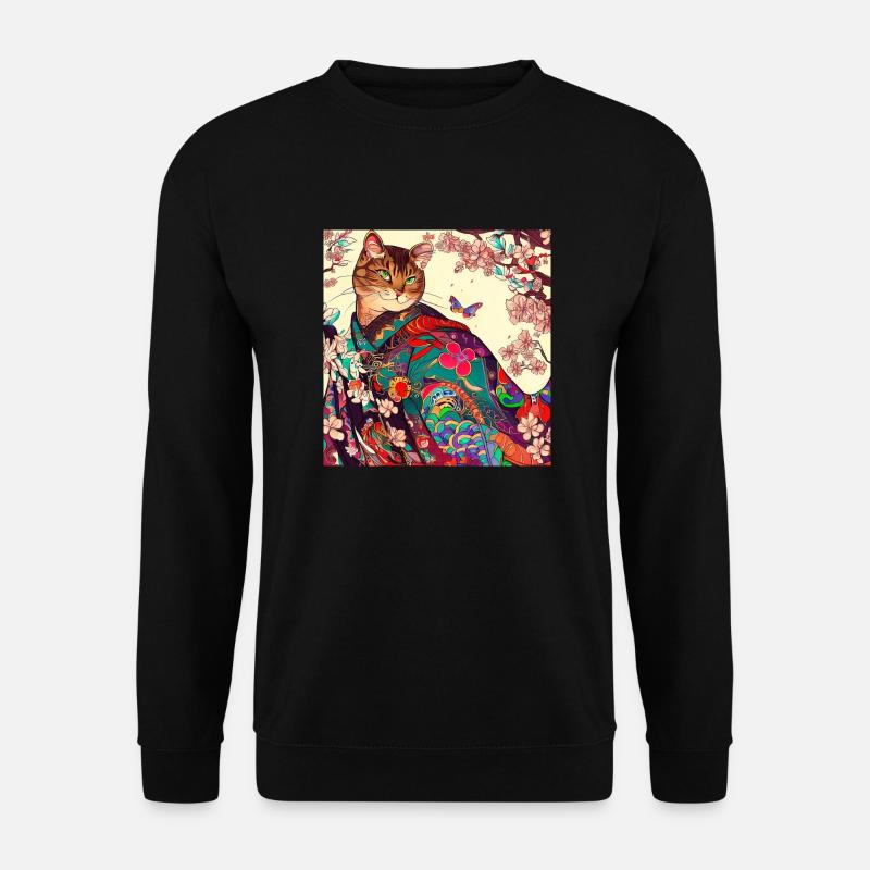 Katze Japanisch - Unisex Pullover - Schwarz
