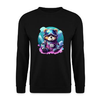 Cute Baby Bear in Winter Look Gift Teddy Bear - Unisex Sweatshirt - black - Front - Alina (178cm) & Michal (187cm)