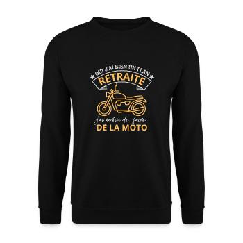 Plan de Retraite J'ai Prévu De Faire De La Moto - Sweat-shirt Unisexe - noir - Devant - Alina (178cm) & Michal (187cm)