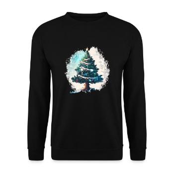 Weihnachtsbaum im Schnee - Unisex Pullover - Schwarz - Vorne - Alina (178cm) & Michal (187cm)