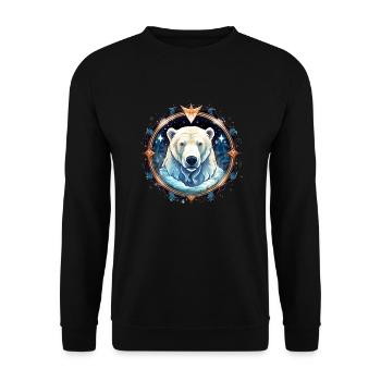 Eisbär mit verschneiten Elementen, Liebesbären - Unisex Pullover - Schwarz - Vorne - Alina (178cm) & Michal (187cm)