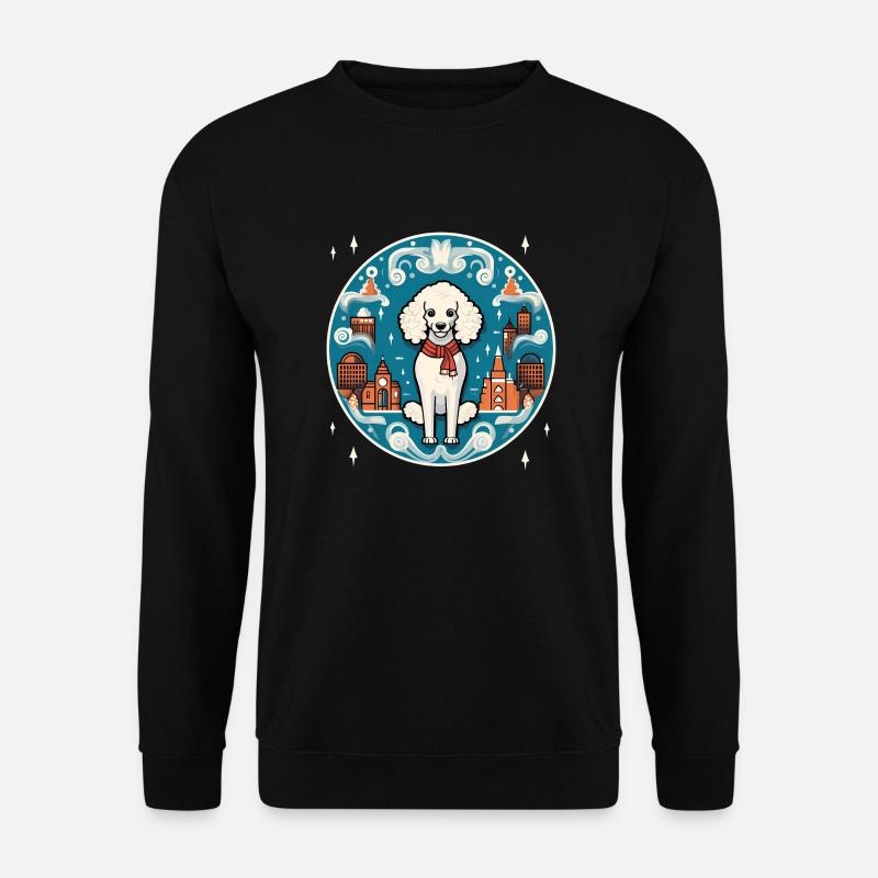 Pudelhund Weihnachten, Liebeshunde - Unisex Pullover - Schwarz