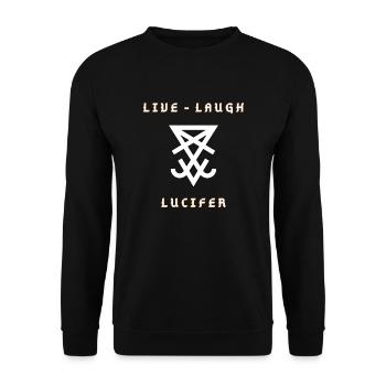 Live- Laugh- Lucifer - Unisex Sweatshirt - black - Front - Alina (178cm) & Michal (187cm)