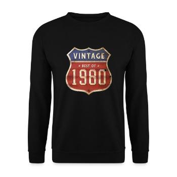 44 Jahre alter Jahrgang 1980 Limitierte Auflage 44. - Unisex Pullover - Schwarz - Vorne - Alina (178cm) & Michal (187cm)