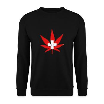 Schweiz Ganja Swiss - Unisex Pullover - Schwarz - Vorne - Alina (178cm) & Michal (187cm)