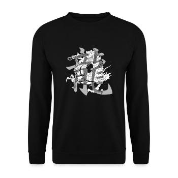 dragon29 blanc kanji dragon gris - Sweat-shirt Unisexe - noir - Devant - Alina (178cm) & Michal (187cm)