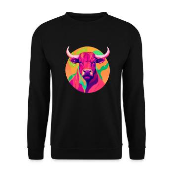 Taurus Kuh Rind Stier Widder Tier Designe - Unisex Pullover - Schwarz - Vorne - Alina (178cm) & Michal (187cm)