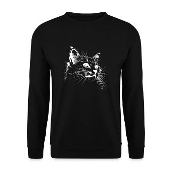 Cat, Cat Motif, Cat Face - Unisex Sweatshirt - black - Front - Alina (178cm) & Michal (187cm)