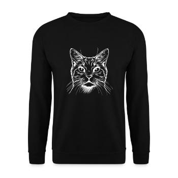 Cat, Cat Motif, Cat Face - Unisex Sweatshirt - black - Front - Alina (178cm) & Michal (187cm)