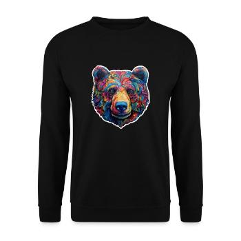 Bär psychedelisch - Unisex Pullover - Schwarz - Vorne - Alina (178cm) & Michal (187cm)
