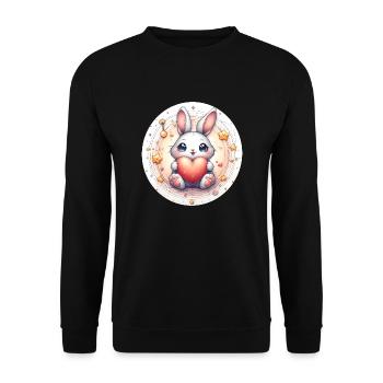 Rabbit with heart - Unisex Sweatshirt - black - Front - Alina (178cm) & Michal (187cm)