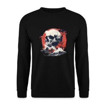 Crâne dans la mer de vagues - Sweat-shirt Unisexe - noir - Devant - Alina (178cm) & Michal (187cm)