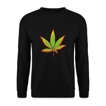 blatt Hanfblatt cannabis Haschisch grasblatt - Unisex Pullover - Schwarz - Vorne - Alina (178cm) & Michal (187cm)