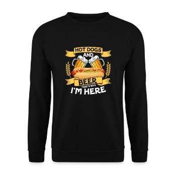 Hot-dogs et bière, c’est pourquoi je suis ici Hot-dogs Nourriture - Sweat-shirt Unisexe - noir - Devant - Alina (178cm) & Michal (187cm)