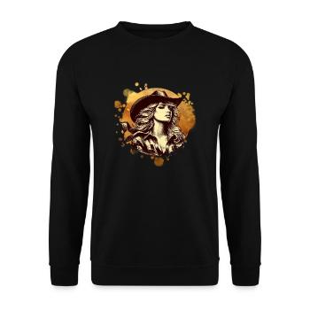 western vintage cowboy girl american wild western - Unisex Sweatshirt - black - Front - Alina (178cm) & Michal (187cm)