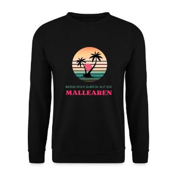 Bring mich zurück auf die Mallearen Mallorca Malle - Unisex Pullover - Schwarz - Vorne - Alina (178cm) & Michal (187cm)