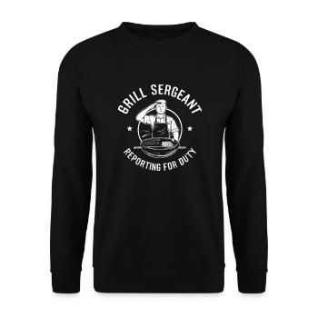 Grill Sergeant Reporting For Duty BBQ - Unisex Sweatshirt - black - Front - Alina (178cm) & Michal (187cm)
