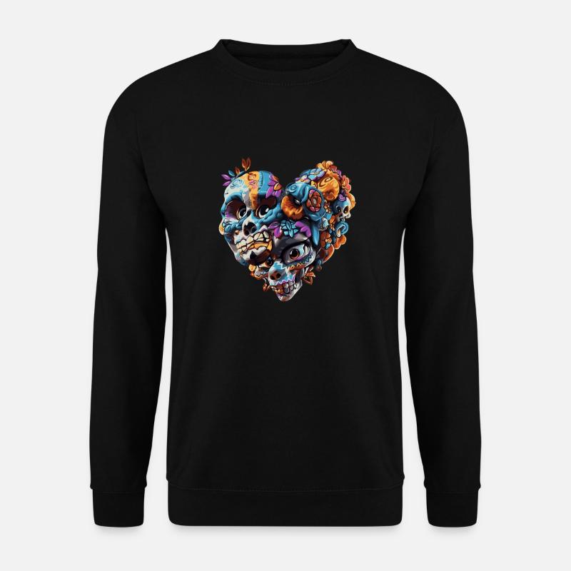 Herz-Schädel - Unisex Pullover - Schwarz